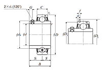 Bearing Insert w/ Set Screw, Wide Inner Ring - Cylindrical O.D., Snap Ring - Dimensions