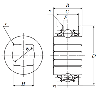 Heavy Duty Disc Bearing - Square Bore, Cylindrical O.D., Type 6 - Dimensions