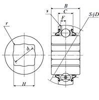 Heavy Duty Disc Bearing - Square Bore, Spherical O.D., Type 1 - Dimensions