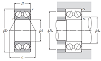 Double Row Angular Contact Ball Bearing - Open Type, Series 5200 & 5300 - Dimensions