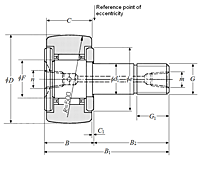 Cam Follower Stud Type Track Roller Bearing - Spherical O.D., KRU Type - Dimensions