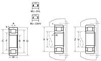 Separable Outer Ring Type Bearing - Inner Ring w/ Two Ribs, Outer Ring w/ One Rib, Dowel Hole - Dimensions