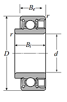 Single Row Radial Ball Bearing - Double Sealed (Contact Rubber Seal), WC88000 Series - Dimensions