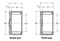 Drawn Cup Needle Roller Bearing - HCK Type - Dimensions