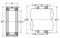 Machined-Ring Needle Roller Bearing w/o Inner Ring - RNA49 Series, Double Sealed - Dimensions