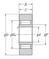 Roller Follower Yoke Type Track Roller Bearing w/ Inner Ring, NAB Type, Cylindrical O.D. - Dimensions