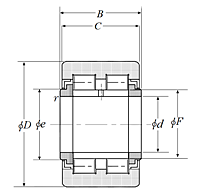 Roller Follower Yoke Type Track Roller Bearing w/ Inner Ring, NUTW Type, Cylindrical O.D. - Dimensions
