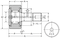 Cam Follower Stud Type Track Roller Bearing - Cylindrical O.D., KR..LLH Type - Dimensions