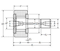 Cam Follower Stud Type Track Roller Bearing - Cylindrical O.D., KRVT Type - Dimensions