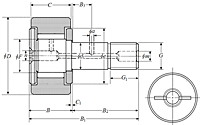 Cam Follower Stud Type Track Roller Bearing - Cylindrical O.D., CRV Type - Dimensions