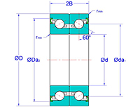 Duplex Pair Ball Screw Support Bearings with Non-Contact Seals in Back-to-Back Arrangement (DB-2NK)