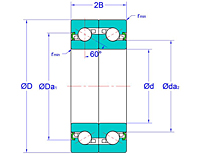 Duplex Pair Ball Screw Support Bearings with Non-Contact Seals in Face-to-Face Arrangement (DF-2NK)