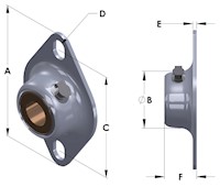 Bronze Bearing, Pressed Steel Housing, Self-Aligning Type F2PS-BR - Series