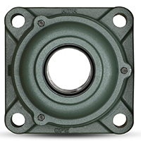 Four Bolt Square Flanged Unit, Cast Housing, Set Screw, Cast Dust Cover, Open End, UCFS Type