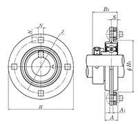 Four Bolt Round Flange Unit, Pressed Steel Housing, Eccentric Locking Collar, AELPF Type - Dimensions