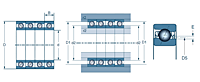 Quadruple Row Angular Contact Ball Bearing, Machline, Q25 Type - Dimensions