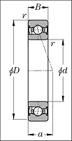 Sealed High-Speed Angular Contact Ball Bearings - BNS Ultage Type - Dimensions 