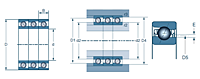 Triple Row Angular Contact Ball Bearing, Machline, Q15 Type - Dimensions