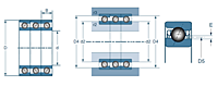 Triple Row Hybrid Angular Contact Ball Bearing, Machline, Q16 Type - Dimensions