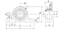 Ultra-Class Pillow Block Unit with Set Screw, High Base, UCPX Type - Dimensions