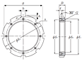 Locknut w/ Bolt Holes - Dimensions