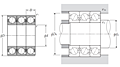 Multi-Row Angular Contact Ball Bearing - Back-to-Back Arrangement - Dimensions