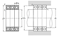 Ultra High-Speed Multi-Row Angular Contact Ball Bearings, Back-to-Back Arrangement - Dimensions