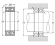 Ultra High-Speed Duplex Angular Contact Ball Bearings, Tandem Arrangement - Dimensions