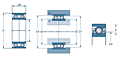 Duplex Angular Contact Ball Bearing, High Precision - Universal Flush Ground - Dimensions