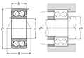 Double Row Angular Contact Ball Bearing - Double Sealed (Contact Rubber Seal) - Dimensions