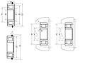 Cylindrical Roller Bearing - Separable, Short Inner Ring w/ One Rib, Outer Ring w/ Two Ribs, Snap Ring - Dimensions