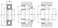 Cylindrical Roller Bearing - Separable, Short Inner Ring w/ One Rib, Side Plate, Outer Ring w/ Two Ribs - Dimensions