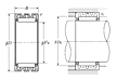 Clearance-Adjustable Needle Roller Bearing w/o Inner Ring - Dimensions