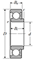 Single Row Radial Ball Bearing - Single Sealed (Contact Rubber Seal), 8000 Series - Dimensions