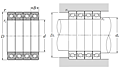 Ultra High-Speed Multi-Row Angular Contact Ball Bearings, Tandem Arrangement - Dimensions