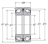 Duplex Angular Contact Thrust Ball Bearing for Ball Screws - Face to Face Arrangement, Double Sealed, One Row Bears Axial Load - Dimensions