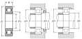 Cylindrical Roller Bearing - Separable, Plain Inner Ring, Outer Ring w/ Two Ribs - NU Type - Dimensions