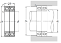 Ultra High-Speed Duplex Angular Contact Ball Bearings, Back-to-Back Arrangement - Dimensions