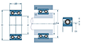 High Speed Duplex Hybrid Angular Contact Ball Bearing, High Precision - Universal Flush Ground - Dimensions