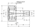 Cam Follower Stud Type Track Roller Bearing - Spherical O.D., KRVU Type - Dimensions