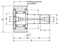 Cam Follower Stud Type Track Roller Bearing - Cylindrical O.D., KRU..LL Type - Dimensions