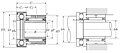 Needle Roller Bearing with Thrust Ball Bearing - w/ Inner Ring and Cover - Dimensions