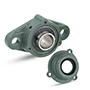 Two Bolt Rhombus Flanged Unit, Cast Housing, Set Screw, Cast Dust Cover, Open End, UCFL Type - 6