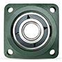 Four Bolt Square Flanged Unit, Cast Housing, Set Screw, Cast Dust Cover, Open End, UCFS Type - 2