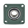 Four Bolt Square Flanged Unit, Cast Housing, Set Screw, Cast Dust Cover, Closed End, UCF Type - 6