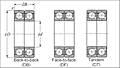 Double Angular Contact Ball Bearings for Motors and Lathes - Dimensions 