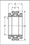 Double Direction Angular Contact Thrust Ball Bearings - Dimensions 