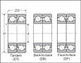 Duplex Angular Contact Ball Bearings - Dimensions 