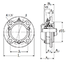 Four Bolt Round Flange Unit, Cast Housing, Adapter, Cast Dust Cover, Closed End, UKFC Type - Dimensions