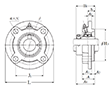 Four Bolt Round Flange Unit, Cast Housing, Eccentric Locking Collar, UELFC Type - Dimensions